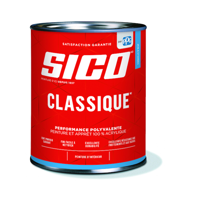 Peinture d'intérieur Sico Classique, blanc coquille d'oeuf teintable (contenu net réel : 31,99 onces liquides)