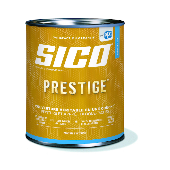 Peinture et apprêt bloque-taches Prestige de Sico base moyenne au fini coquille d'oeuf, 946 ml