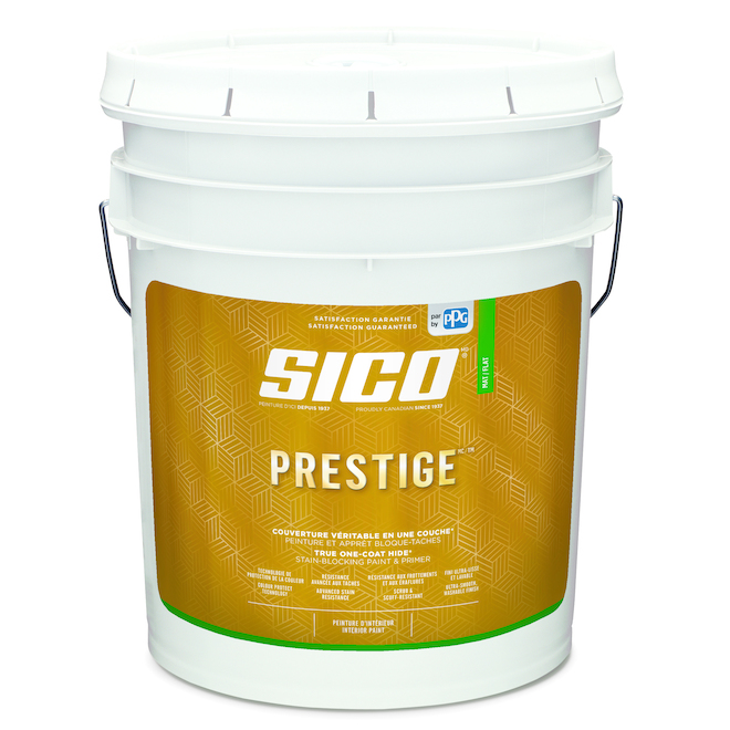 SICO Prestige White Flat Finish Stain-Blocking Tintable Paint and Primer - 18.9-L