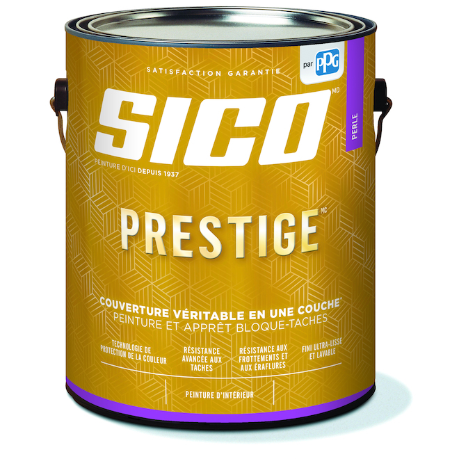 Peinture et apprêt bloque-taches Prestige de Sico blanc à teinter au fini perle, 3,78 l