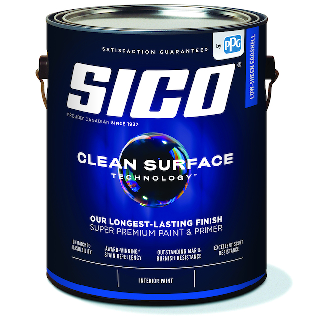 Sico Clean Surface Technology Paint and Prime Tintable White Low-Sheen Eggshell Finish - 3.78 L