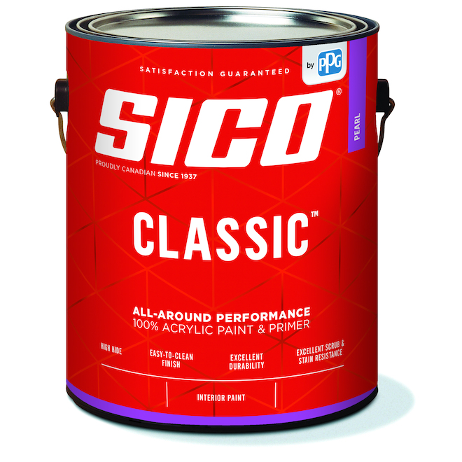 Sico Classic 100% Acrylic Interior Paint and Primer - Base 2 - Pearl Finish - 3.78-L