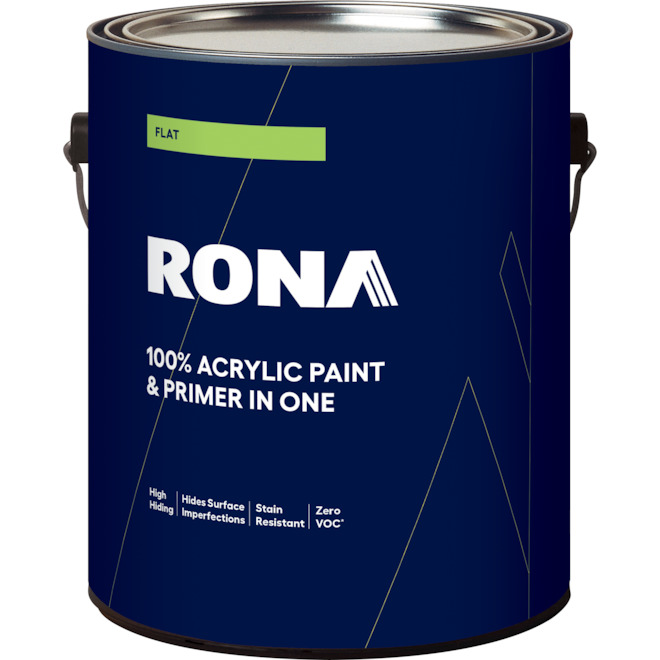 RONA 2-in-1 Acrylic Paint and Primer - White - Flat Finish - 3.78-L