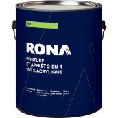 Peinture et apprêt 2-en-1 100% acrylique RONA  base moyenne fini mat, 3,78 L