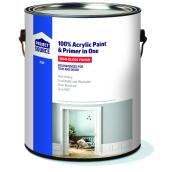 Project Source Plus Interior Acrylic 2-in-1 Paint/Primer - White - Semi-Gloss Finish - 3.78-L