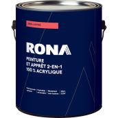 Peinture et apprêt 2-en-1 100% acrylique RONA base neutre fini semi-lustré, 3,78 L