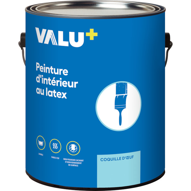 Peinture d'intérieur au latex VALU+, blanc, fini coquille d'oeuf, 3,78 L