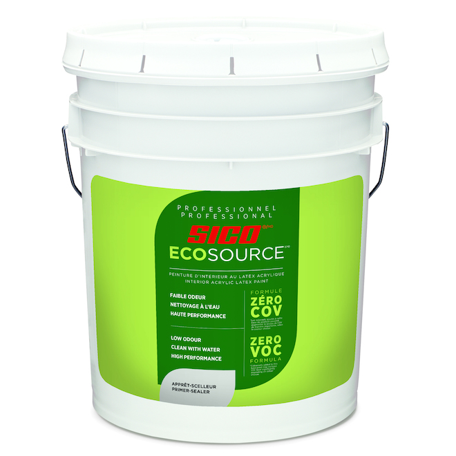 Apprêt-scelleur SICO Ecosource latex 100% acrylique blanc sans COV, 18,9 L