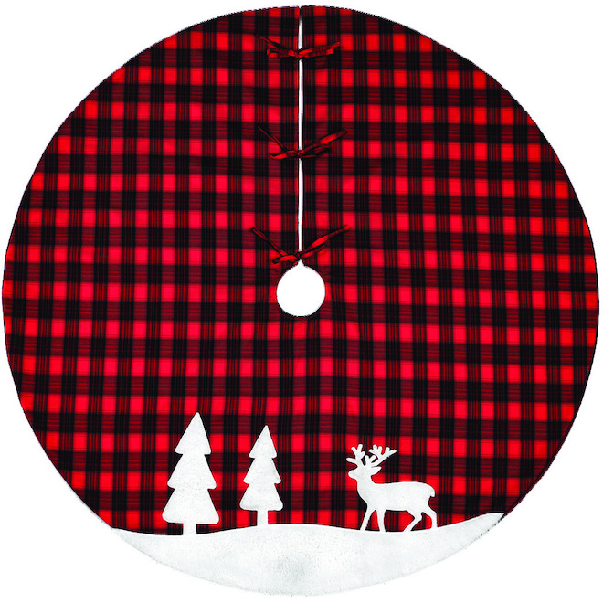 Holiday Living 48-in Christmas Tree Skirt with Check Buffalo and Winter ...