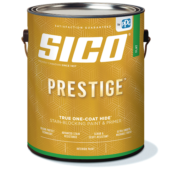 Sico Prestige Stain-Blocking Paint and Primer One-Coat Neutral Flat Base - 3.78 L