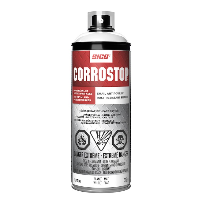 Sico Corrostop Spray Paint Anti-Rust Enamel UV-Resistant Flat White - 372-g