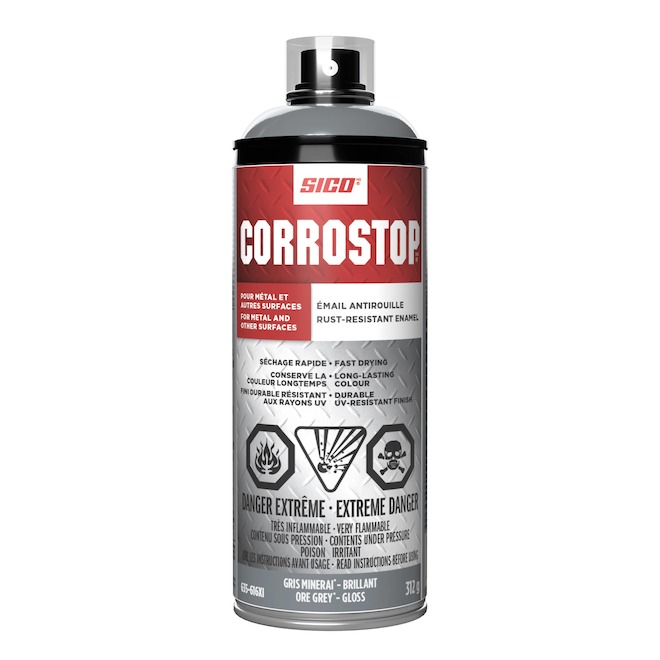Sico Corrostop Spray Paint Anti-Rust Enamel UV-Resistant Ore Grey Gloss - 372-g