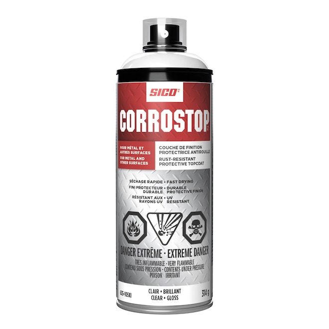 Sico Corrostop Spray Protective Topcoat Anti-Rust Clear Gloss - 314-g
