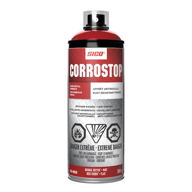 Sico Corrostop Spray Primer Anti-Rust for Ferrous Metal Flat Oxyde Red - 304-g