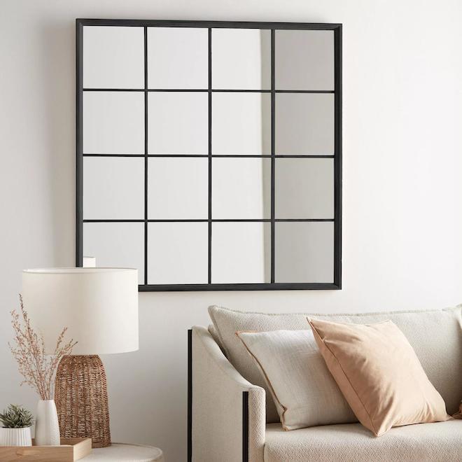 Bouclair 40 x 40-in Black Windowpane Mirror