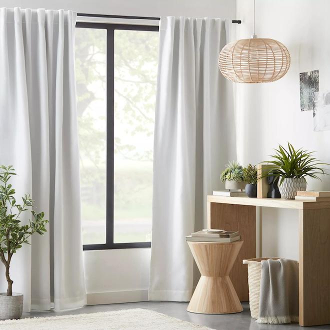 Bouclair 52 x 96-in White Polyester Blackout Curtain