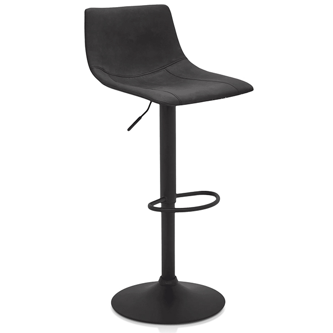 Bouclair 41.25-in Black Faux Leather Adjustable Bar Stool