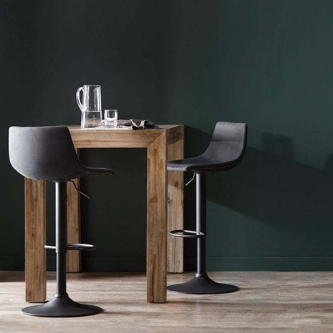 Bouclair 41.25-in Black Faux Leather Adjustable Bar Stool