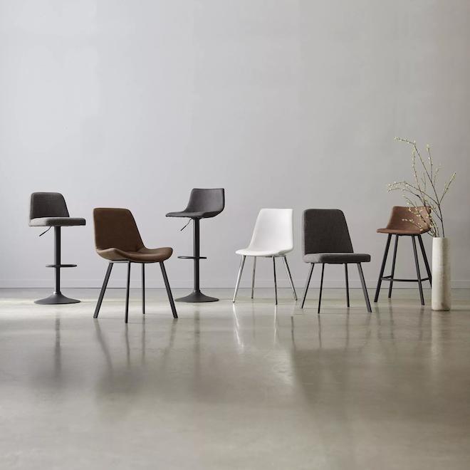 Bouclair 41.25-in Black Faux Leather Adjustable Bar Stool