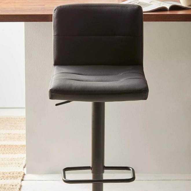 Bouclair 43-in Black Faux Leather Adjustable Bar Stool