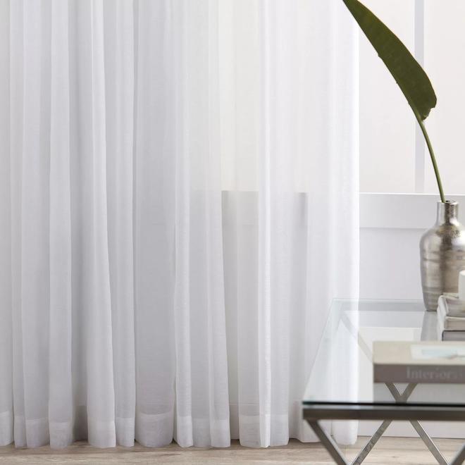 Bouclair 52 x 84-in White Polyester Sheer Curtain