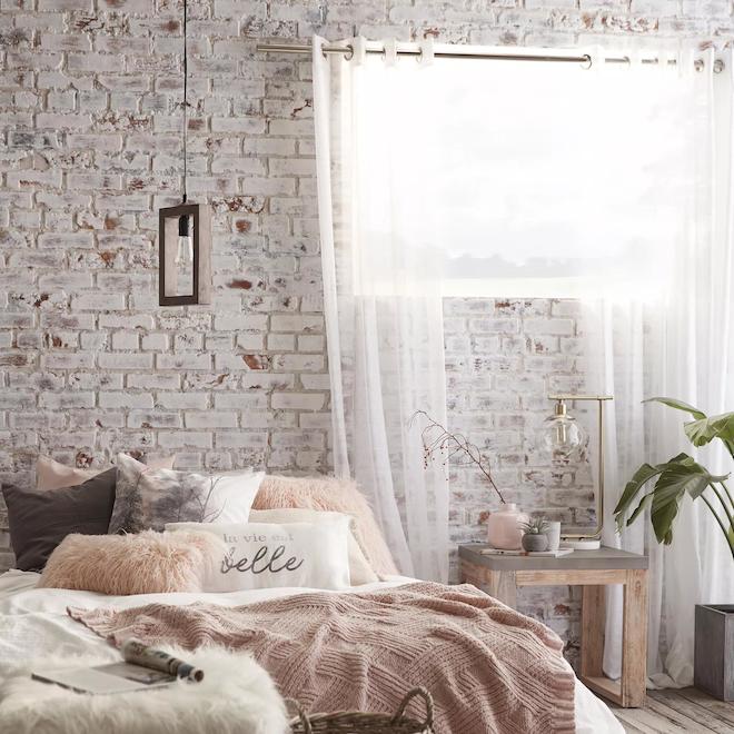 Bouclair 52 x 84-in White Polyester Sheer Curtain