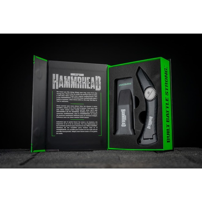 PrimeGrip HAMMRHEAD Roofer Knife with Hammer Insert and Blade Holder