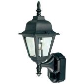 Globe Decorative Outdoor Wall Light with Motion Sensor - 17.25-in - Black