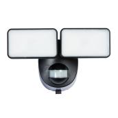 Globe Security Light with Motion Detection - 2 LED Lights - 180 Degrees - 400 Lumens - Black
