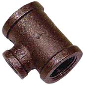 Té réducteur de plomberie Emco, métal, noir, 1 po x 1 po x 3/4 po de diamètre