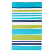 Tapis d'extérieur Heuwel, Studio, 35 po X 59 po, rayé bleuet vert