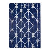 Reversible Outdoor Rug - Plastic - 5' x 7' - Navy and White