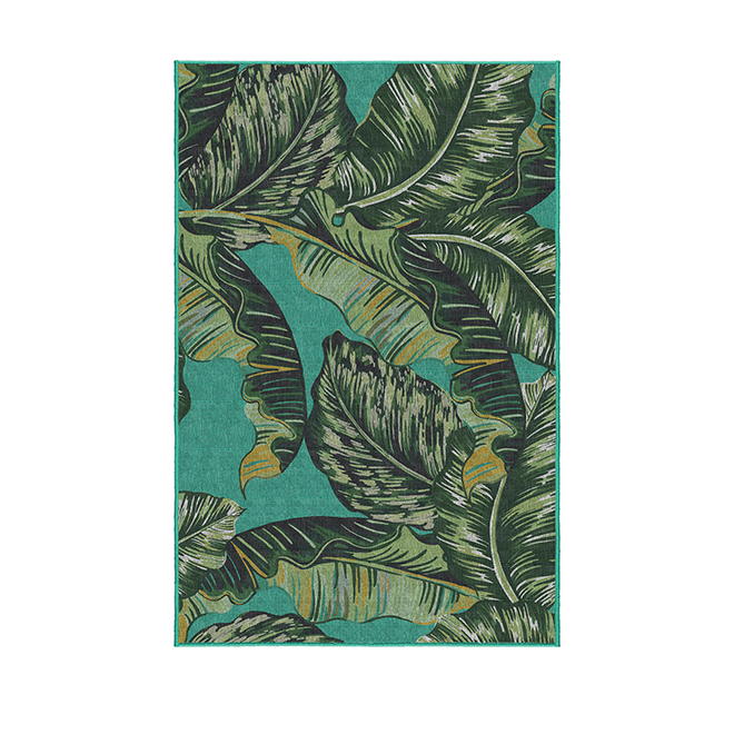 Korhani Outdoor Rug - Studio - Polyester - 59-in x 79-in - Green Palm ...