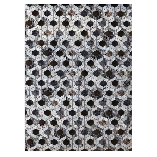 Korhani Home Ellis Polyester Gray Patchwork Rug - 63 x 84-po