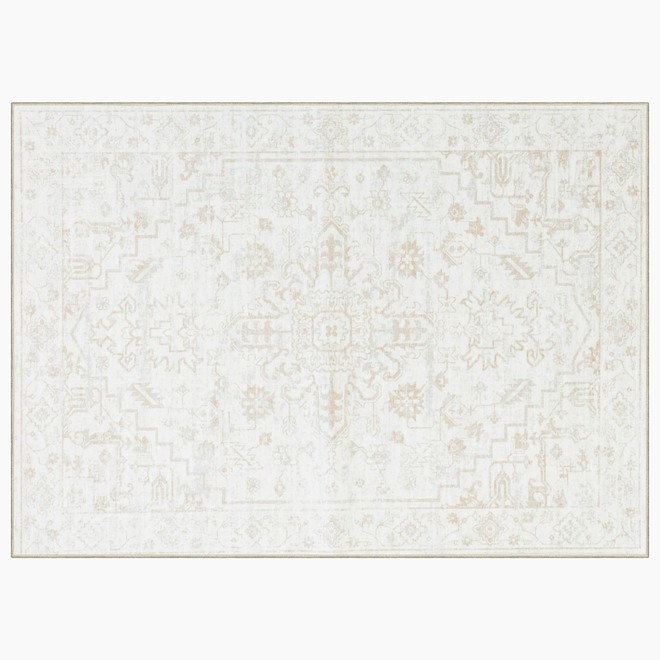 Korhani Sintra Decorative Polyester Area Rug - 5 x 7-ft - Beige and Cream