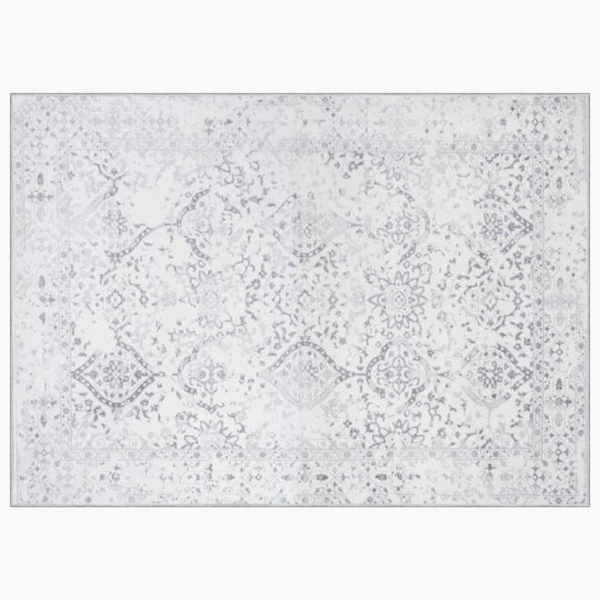 Korhani Argento Decorative Polyester Area Rug - 5 x 7-ft - White and Grey