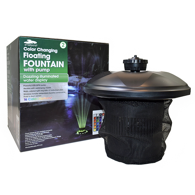 Smartpond Colour-Changing Floating Fountain - 11-in x 11-in - Plastic - Black