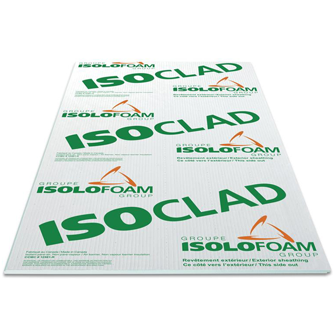 Panneau isolant pare-air Isoloclad d'Isolofoam, polystyrène expansé, 9 pi x 4 pi x 1 1/2 po, vert