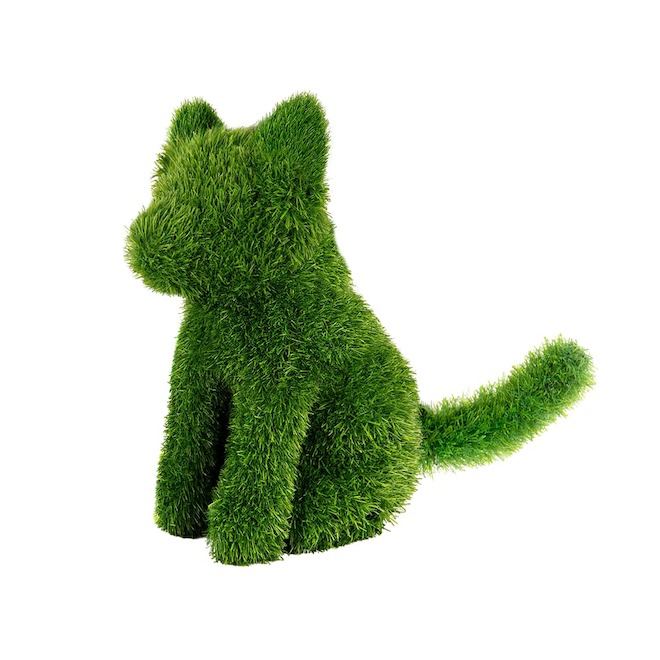 Naturae Decor Sitting Cat Artificial Grass Garden Topiary 16 x 14
