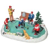 Figurines de village « Partie de hockey» en résine »