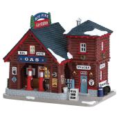Illuminated Gas Station - Porcelain - 19 cm x 22 cm x 14.5 cm
