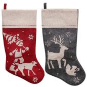 Christmas Stocking - 19" - Red or Grey - Assorted