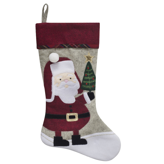 Image of Holiday Living | Christmas Stocking Grey With Santa 20-In | Rona