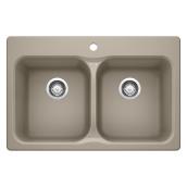 Blanco Vision 210 - Double Kitchen Sink - Silgranit  - 31.5-in x 20.5-in - Truffle