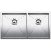 Blanco Quatrus double sink - 33-in x 18-in - Stainless Steel