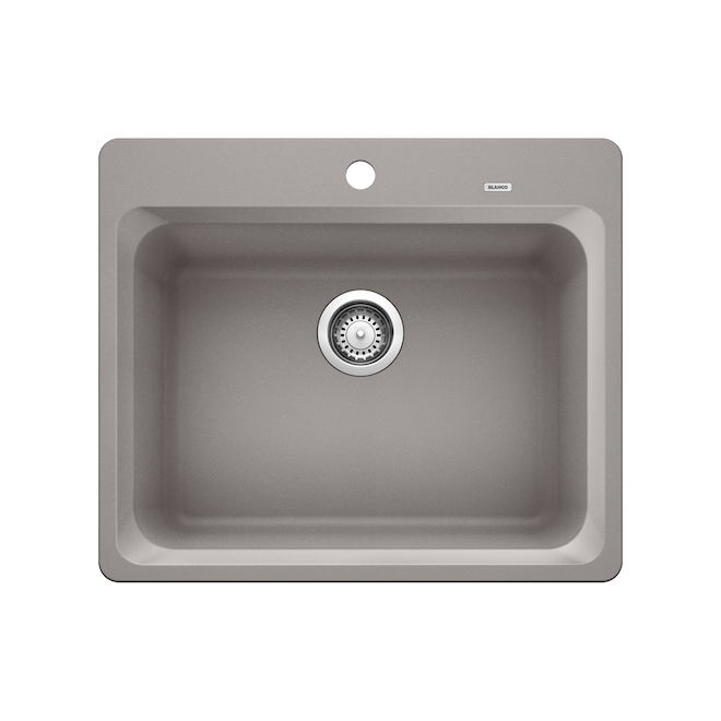 Évier de cuisine simple Vision par BLANCO en silgranit gris métallique de 20,88 po x 24,65 po x 8 po