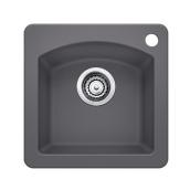 Diamond 15-in x 12-in Grey Single Bowl Drop-In or Undermount 1 Hole Residential Kitchen Sink