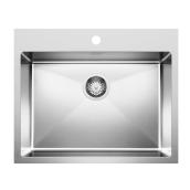 Quatrus 25-in x 8-in Stainless Steel Single Bowl, Dual Mount, 1 Hole, Residential Kitchen Sink