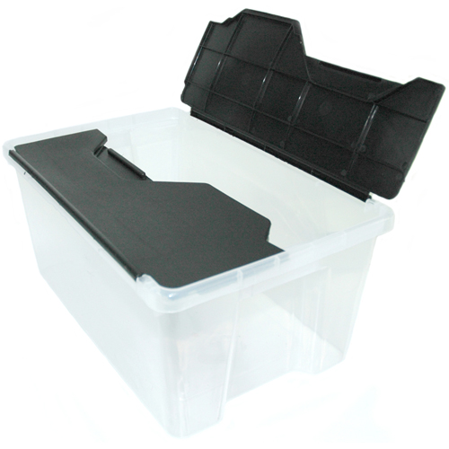 GSC Technology 25-L Clear/Black Plastic Flip Top Storage Box