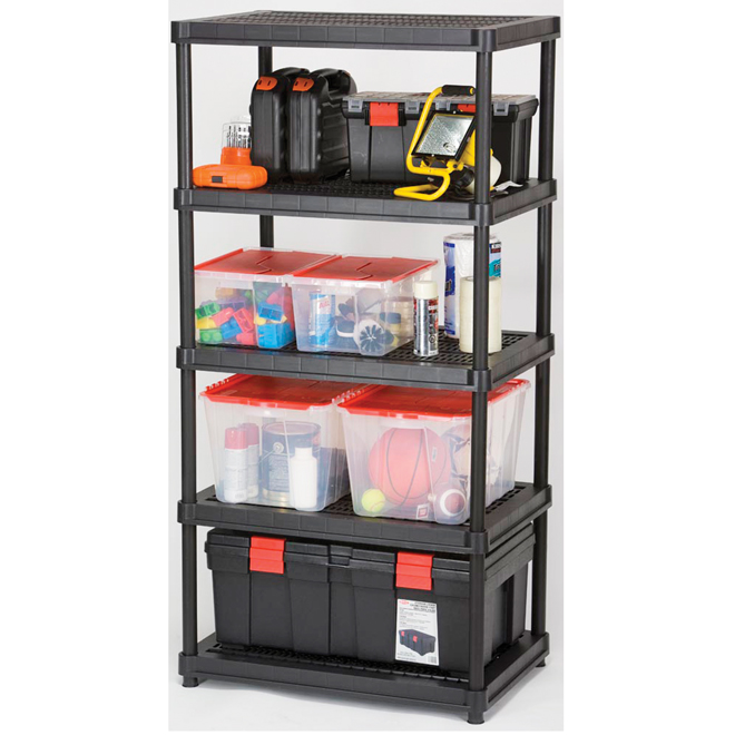 GSC Organize-it 24-in L x 36-in W x 72-in H Black Resin 5 Level Shelving Unit